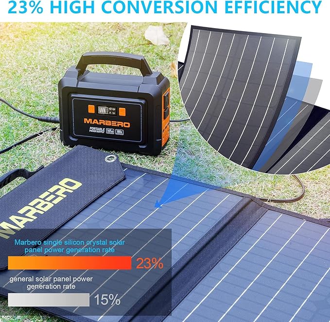 MARBERO 100W Portable Solar Panel 100 Watt Foldable Solar Panel for Power Station with USB & DC 18V