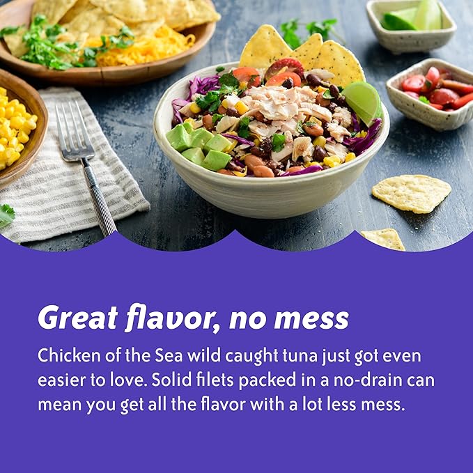 Chicken of the Sea Solid White Pure Tuna, Wild Caught, No Drain, 4 oz. Can (Pack of 24)