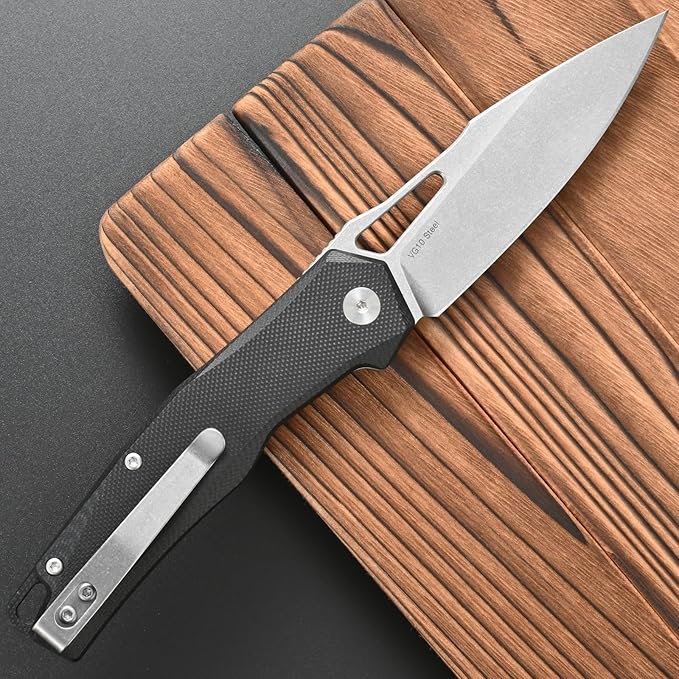 FF21 Folding Pocket Knife,VG10 Steel Blade G10 Handle Full Tang Knife for Outdoor Activities