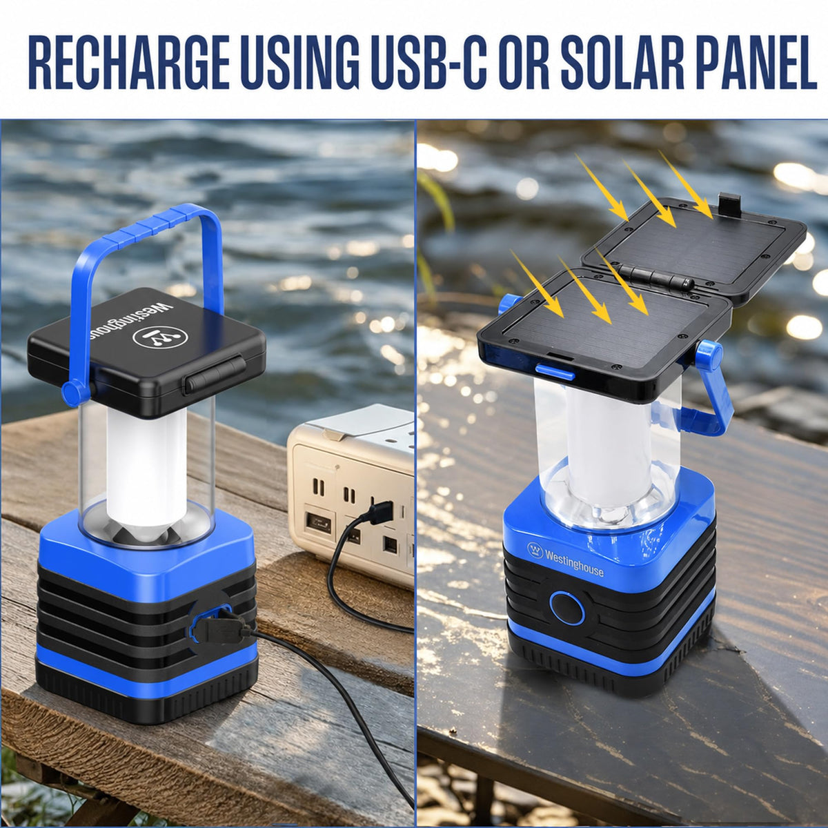 Westinghouse Camping Lantern - 1000 Lumen, Solar, Rechargeable, IPX4 - product view 3
