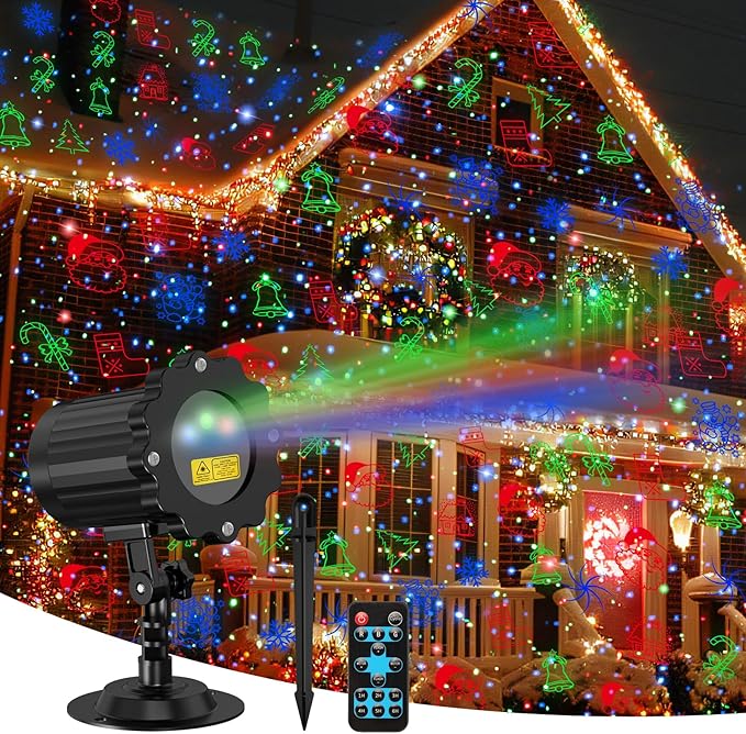 Laser Christmas Projector Lights Outdoor, 3 Colors RGB Christmas Laser Lights Outdoor Waterproof