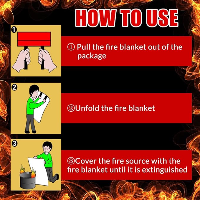 Jerify 8 Pack Fire Blanket for Home Emergency Fire Blanket 47 x 47 Inch Kitchen Fire Suppression