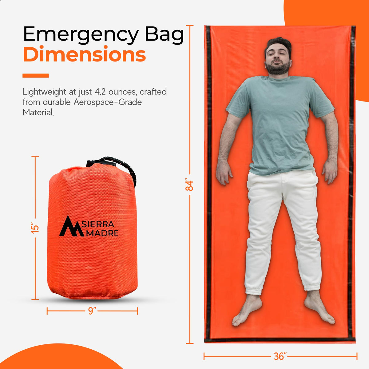 Sierra Madre Emergency Sleeping Bag, Waterproof Thermal Bivy Sack Pack 1