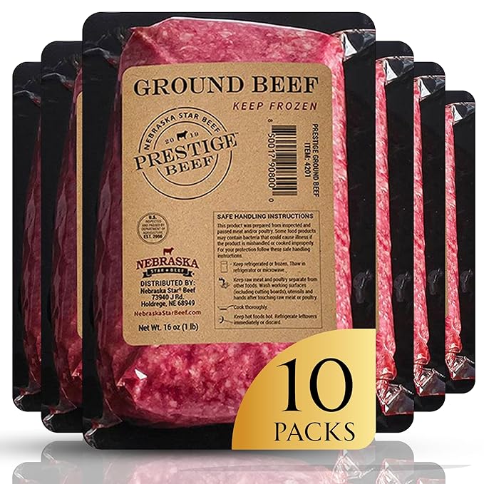 Nebraska Star Beef Angus Ground Beef (10-1lb packages) -Prestige, ground beef, frozen hamburger