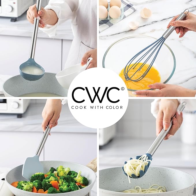 COOK WITH COLOR Silicone Cooking Utensils, Kitchen Utensil Set, Easy to Clean Silicone Kitchen