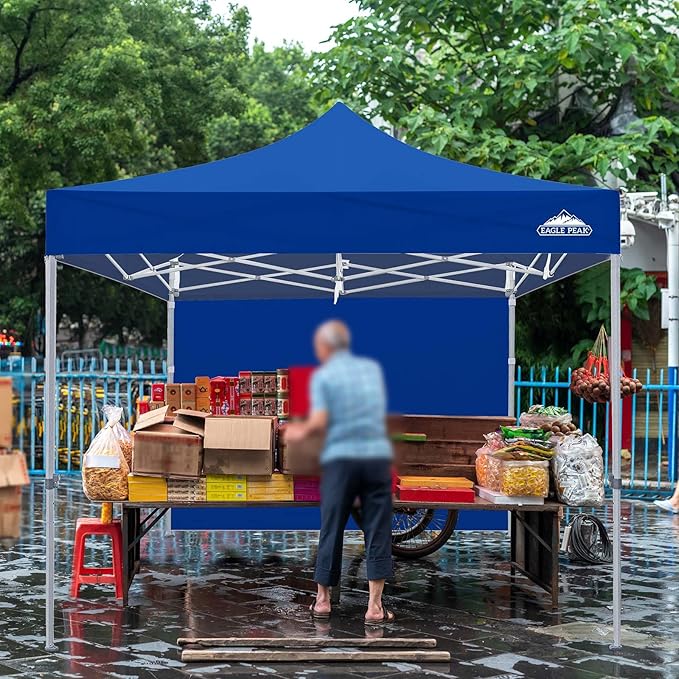 EAGLE PEAK 10x10 Heavy Duty Pop up Commercial Canopy Tent with One Removable Sidewall, Instant Sun