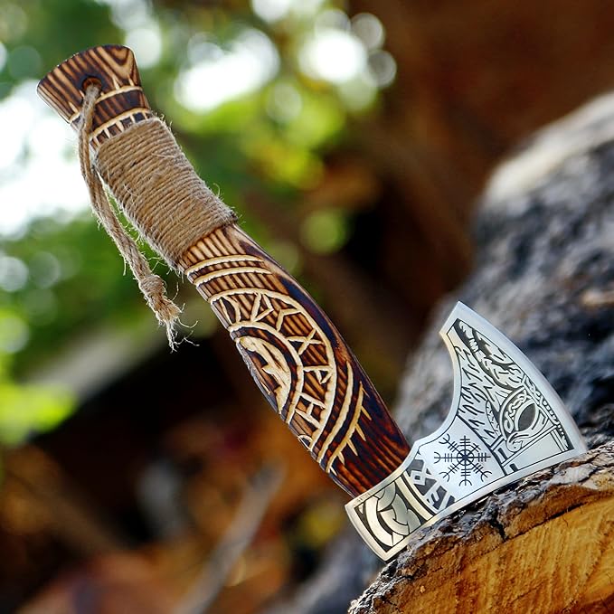 SHINY CRAFTS | Custom Handmade Carbon Steel Viking Axe,Valentine's Day Gift, Birthday Gift for him