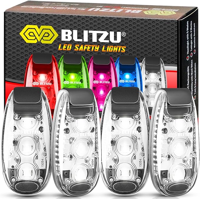 4 Pack LED Safety Light, Clip on Reflective Gear Lights for Walking at Night, Running, Jogging