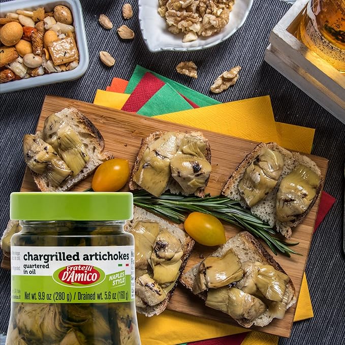 FRATELLI D'AMICO - Chargrilled Artichokes, Quartered in Oil, Grilled, Naples Style, 9.9oz (280g)