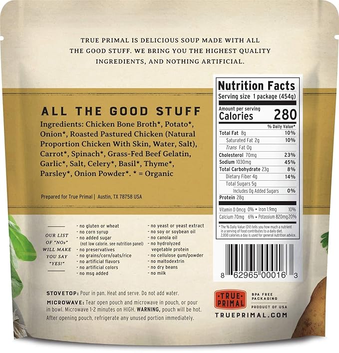 True Primal Tuscan-Style Chicken Soup 8-pack, Ready to eat, Gluten free, Paleo, Pastured chicken