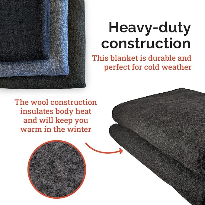 EPG Extra Large Wool Blanket with Zippered Bag | Warm, Comfortable, Stylish, Military | XL
