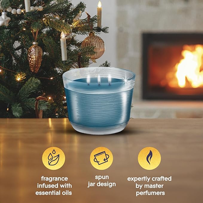 Glade 3-Wick Scented Candle Jar, Embers & Sandalwood, Air Freshener Infused with Essential Oils