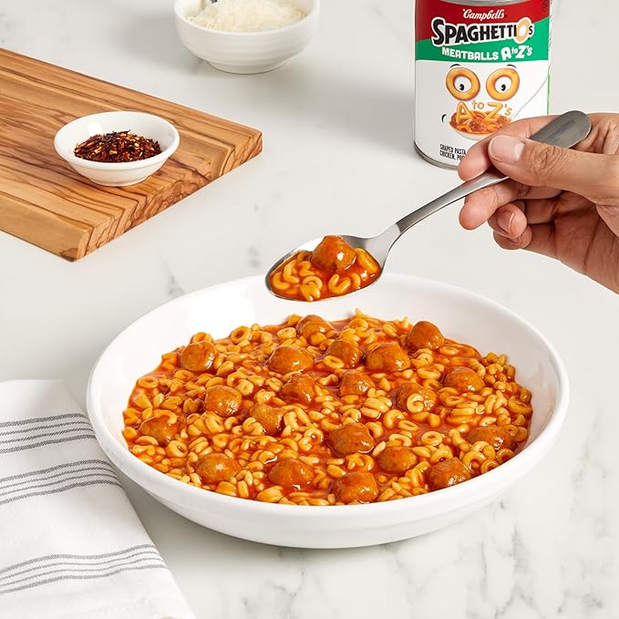 SpaghettiOs A to Z's Canned Pasta with Meatballs, 15.6 oz Can (Pack of 12)