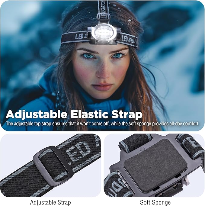 EverBrite 5-Pack LED Headlamp, 4 Lighting Modes, Pivoting Head with Adjustable Headband, Perfect
