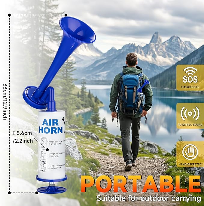 Air Horn for Safety, Loud HandHeld Air Horn for Boats Events Camping Reusable, Sports Pump Horn