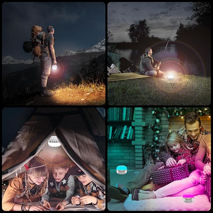 LED Camping Lantern Rechargeable 1400LM, Up to 420H Running Time Camping Tent RGB Light, 10400mAh