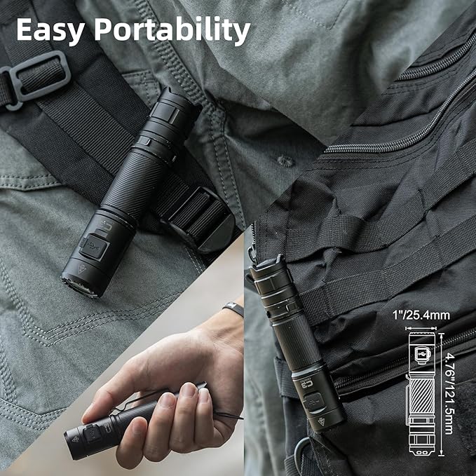 WUBEN C3 Rechargeable Flashlight 1200 High Lumens Super Bright, LED Tactical Flashlights, Powered