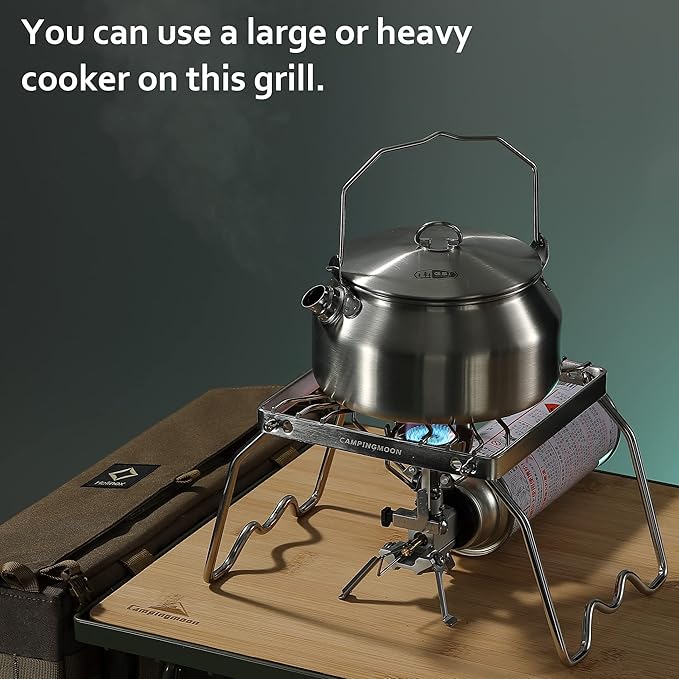 CAMPINGMOON Portable Folding Camping Campfire Grill over Fire Split Stoves 304 Stainless Steel