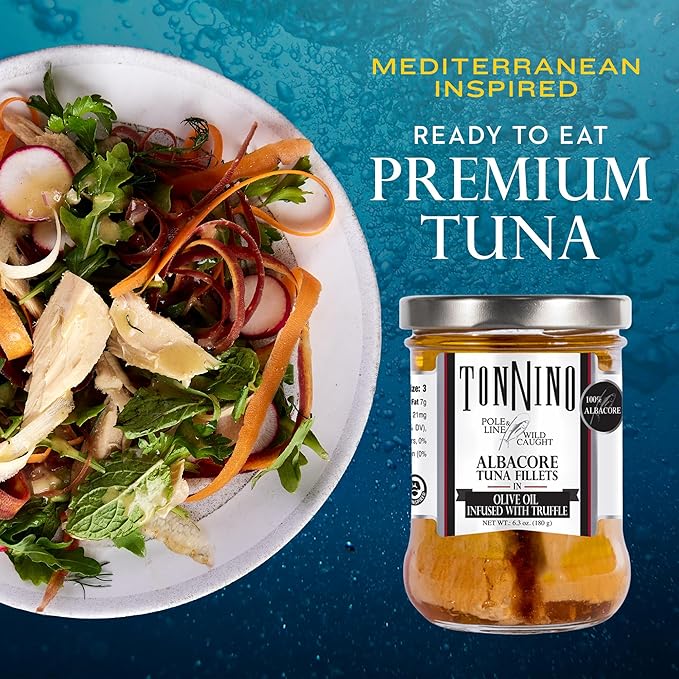 Tonnino Tuna Fish Albacore - Olive Oil in Truffle ??Pack of 6 ??Alternative to Salmon ??Protein