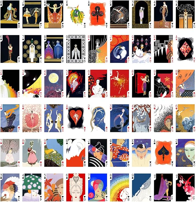 ERTE Playing Cards (Poker Deck 54 Cards All Different) Vintage Painting Art Deco French Romain de