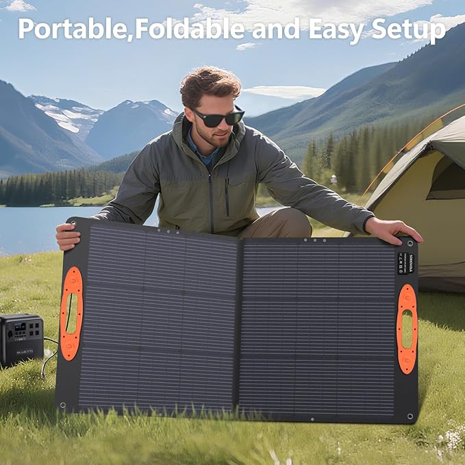 N-Type 16BB 110W Portable Solar Panel for EF/Jackery/Bluetti/Anker Power Station, 25% High