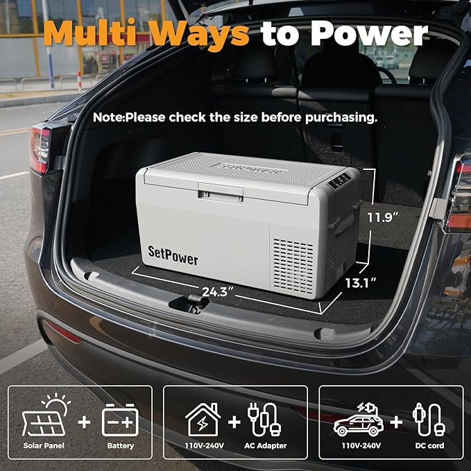 Setpower 12V Refrigerator 50 Hours Backup Cooling 21 Quart 12V Coolers for Vehicles Portable
