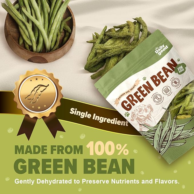 Green Bean Chips for Dogs – 100% Natural Single Ingredient Dog Treats – Snappy & Crispy – High