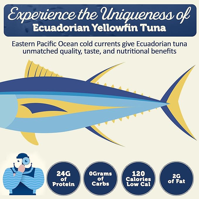 ONBOARD Premium Yellowfin Tuna in Spring Water - 12 Pack Solid Light 5 Oz Cans Sustainably Wild