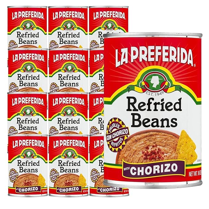 La Preferida Chorizo Refried Beans (Made with Real Pork & Beef, No Preservatives) ??Heat & Serve