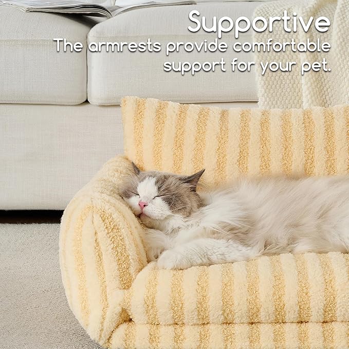 Hollypet Cat Bed Fluffy Plush Mutifuctional Double-Layer Soft Pet Couch Orthopedic Sofa Nest Beds