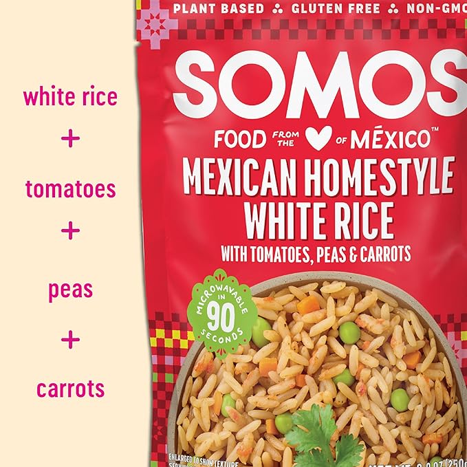 SOMOS Mexican Homestyle White Rice | Gluten Free, Non-GMO, Vegan & Microwavable Meals Ready to Eat