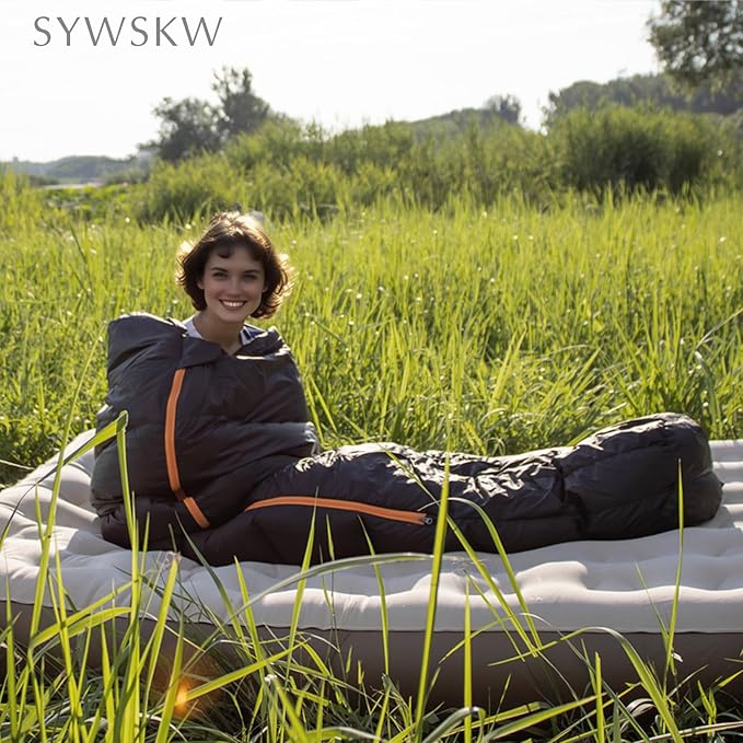 Down Sleeping Bag with Pillow, Lightweight Wide Sleeping Bag (86.6 in x 33.5 in) for Adults