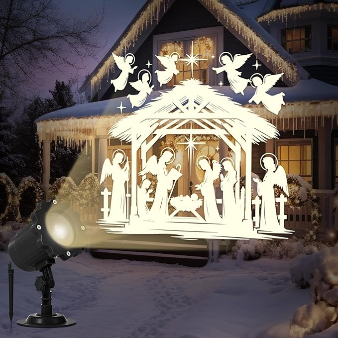 Treela Christmas Nativity Projector Lights Outdoor Dynamic Religious Christian Jesus Lights