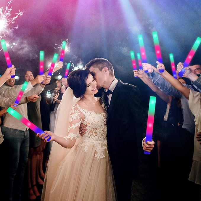 115 Pack LED Foam Glow Sticks, Glow Sticks Bulk with 3 Modes Colorful Flashing, Glow in the Dark