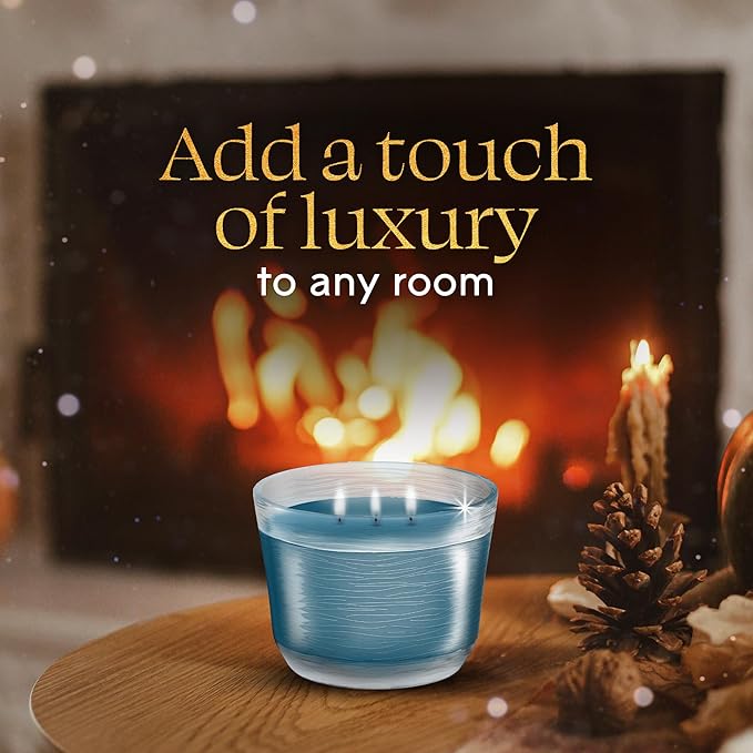 Glade 3-Wick Scented Candle Jar, Embers & Sandalwood, Air Freshener Infused with Essential Oils