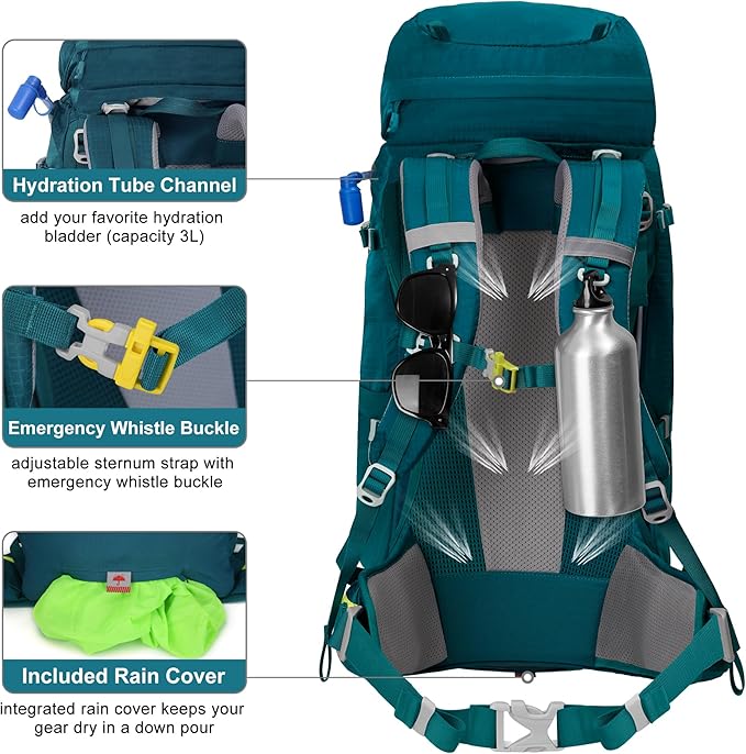 N NEVO RHINO Internal Frame Hiking Backpack 50/60/65/70/80L, Mountain Climbing Camping Backpack