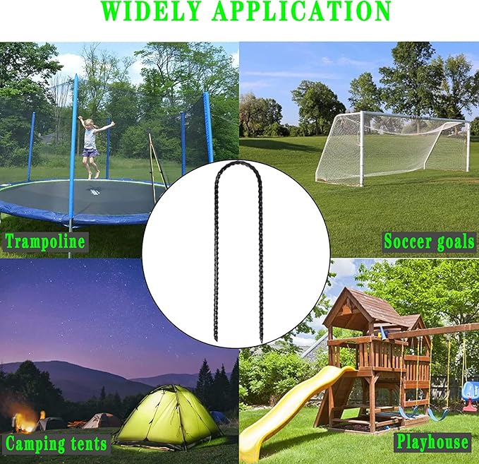10"x2" Trampolines Wind Stakes Heavy Duty U Shape Galvanized Steel Trampoline Stakes Ground Anchors