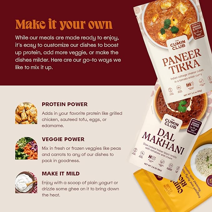Cumin Club Indian Meals | Freeze Dried Backpacking & Camping Food | Gluten Free | High Protein |
