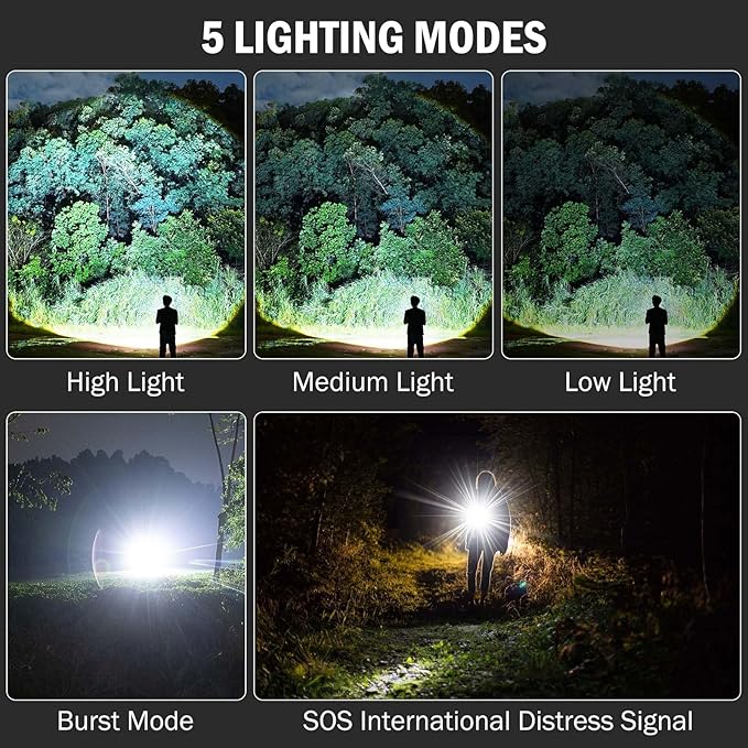 Rechargeable Flashlights High Lumens, 4 Pack 99,000 Lumens Led Flashlights with 5000ɱAh ?attery