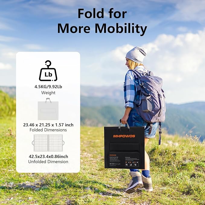 Solar Charger 110W Portable Solar Panel, IP67 Waterproof Foldable Solar Panel kit with 20V Output