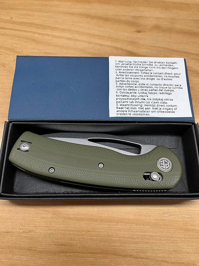 Petrified fish PFP13 Viper Folding Knife,3.5" K110 Steel Stonewashed Blade G10 Handle Pocket Knife