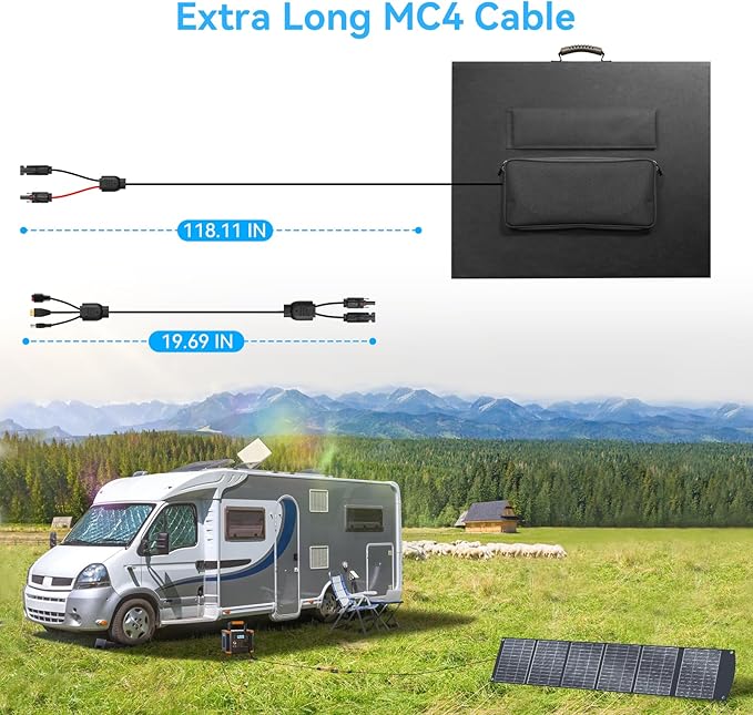 400W Portable Solar Panel for Most Power Stations, Foldable & Lightweight Solar Suitcase with