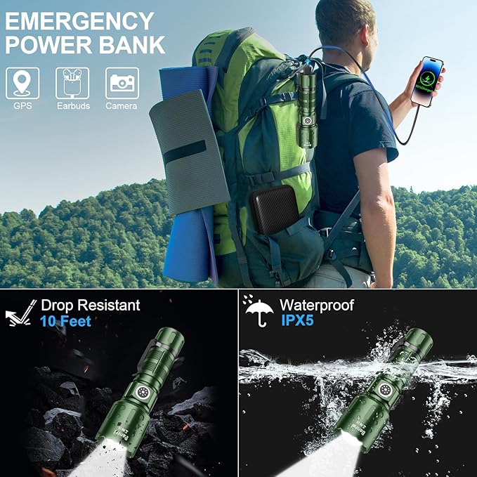Flashlights High Lumens Rechargeable, Super Bright Long Range Small Powerful Flashlight, 6 Modes