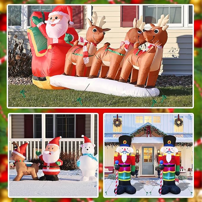 AUGSUN 27 Pieces Plastic Inflatable Stakes Set, Include Tent Stakes, Tethers Ropes and Hooks Heavy
