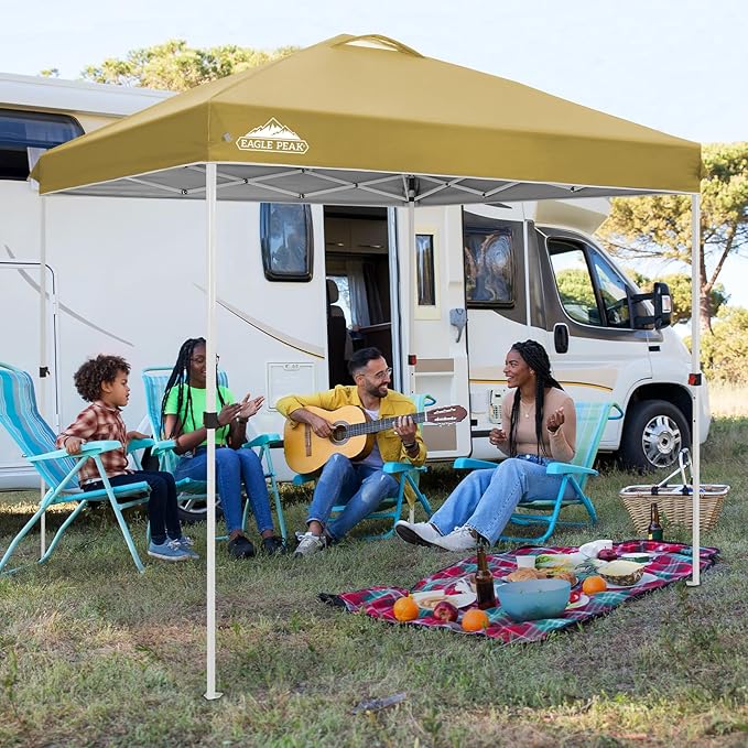 EAGLE PEAK Pop Up Canopy Tent with Wheeled Carry Bag, 8 Stakes, 4 Ropes, Easy Set Up Tent Canopy