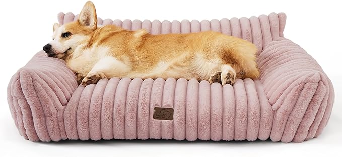 Bedsure Cute Dog Couch for Pets - Fluffy Dog Sofa with Premium Soft Corduroy Fleece, Pet Couch Bed