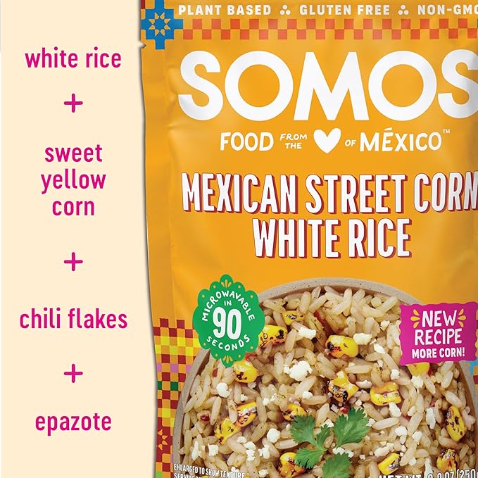 SOMOS Mexican Street Corn White Rice ??Gluten Free, Non-GMO, Vegan & Microwavable Meals Ready to