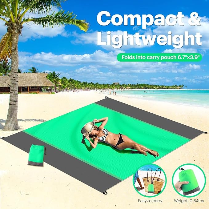 EASYFUN Beach Blanket Sandproof Oversized, 79''×83'' Extra Large Beach Mat, Portable Picnic Mat for