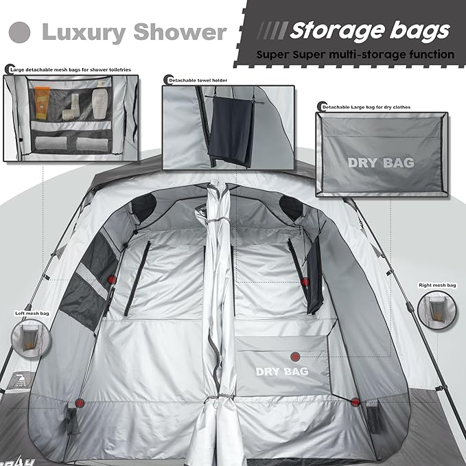 Camping Shower Tent Deluxe Changing Room Easy Set Up Privacy Shelter,Large Toilet Tent with Floor