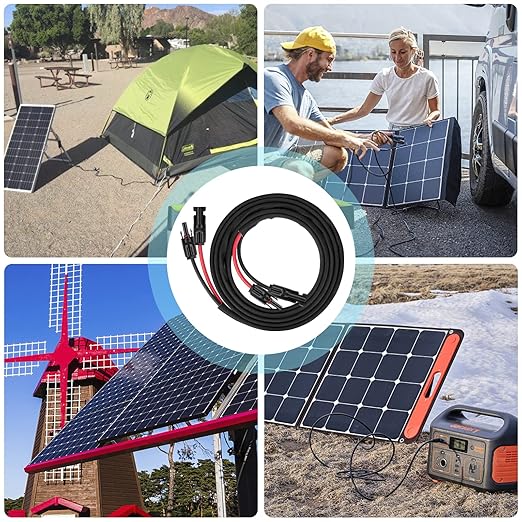 10FT 10AWG Solar Panel Extension Cable with Female and Male Connectors, Solar Cable for Solar